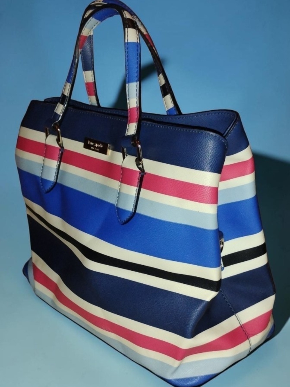 Kate Spade New York Evangelie Cruise Stripe Saffiano Leather Satchel